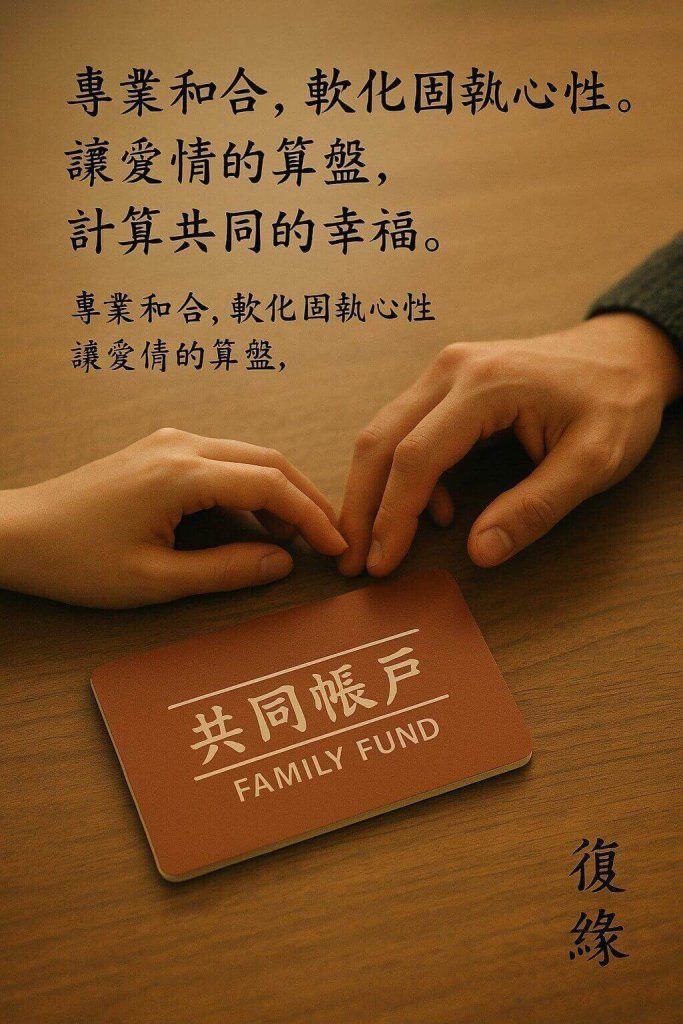 復緣老師施作順從和合術,軟化固執心性,促使AA制男友妥協接受共同帳戶。