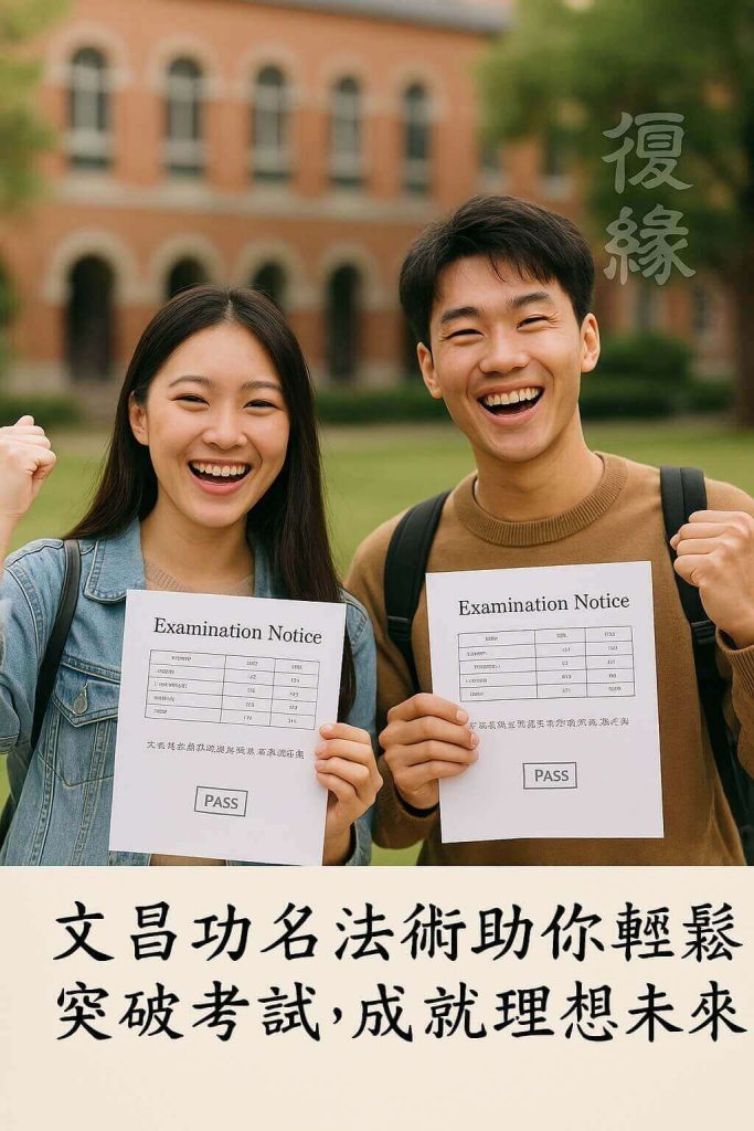 學生成功突破考試瓶頸，獲得錄取通知書，展現文昌功名法術效果。