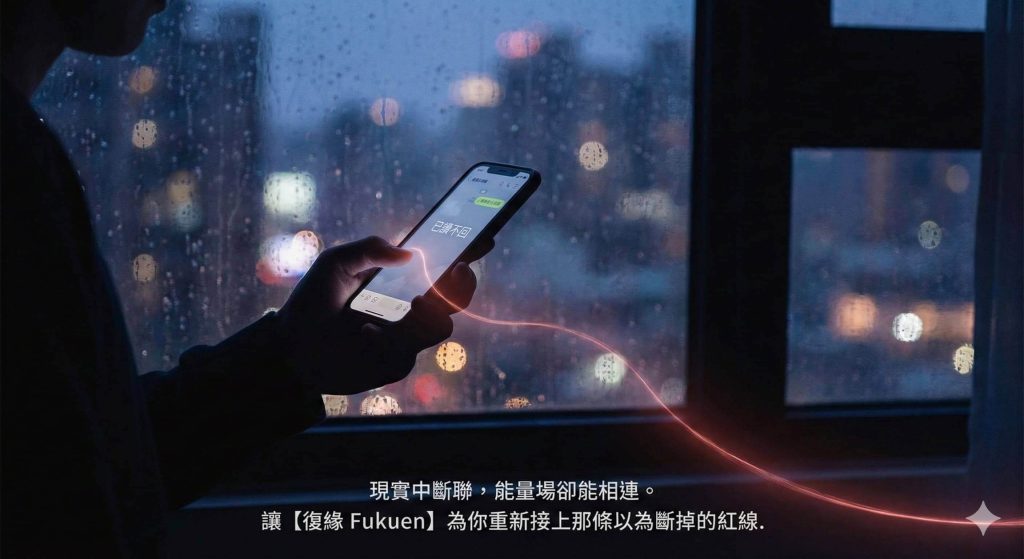 象徵復緣 Fukuen 和合術透過潛意識植入思念，讓前任在睡夢中想起過去美好的回憶，此為能量運作示意圖。