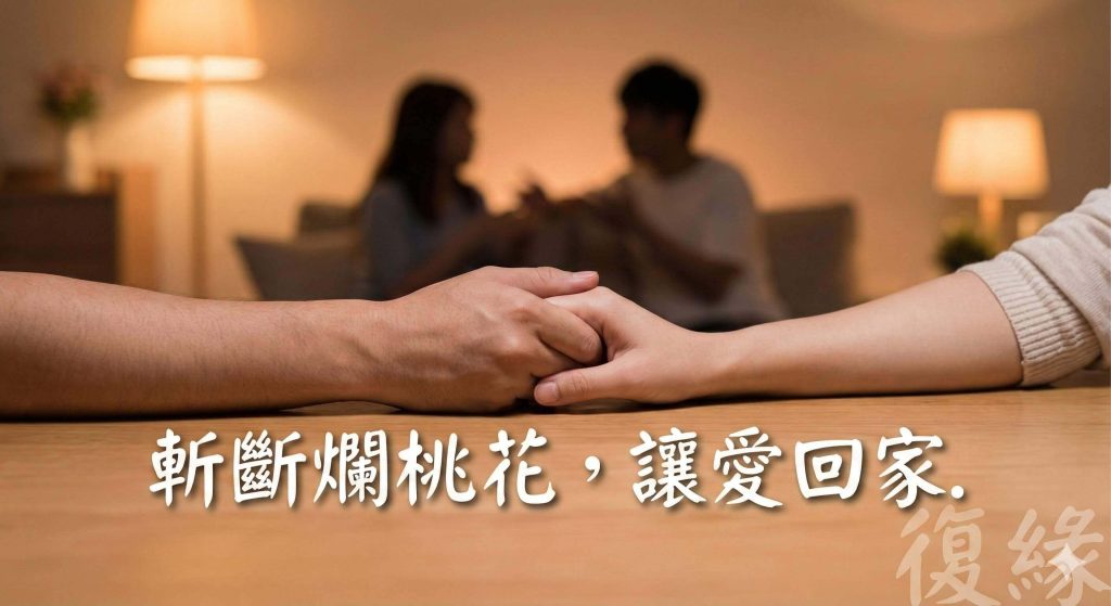 復緣感情挽回成功案例，情侶握手象徵斬桃花法術後感情修復與信任重建。