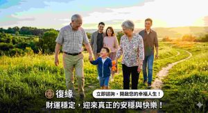 桃花開運法術成功案例：家人不再衝動借貸，家庭財運提升，全家享受安穩快樂的旅遊時光。